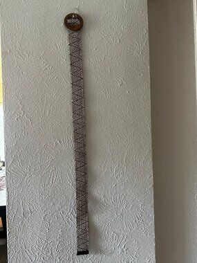 Women's Black and Cream belt with Wooden buckle